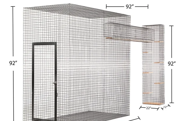 Cat Walk XL Basic, a 46 by 92 by 92 inch enclosure joined by a 92 inch tunnel to a 12 by 22 inch tower